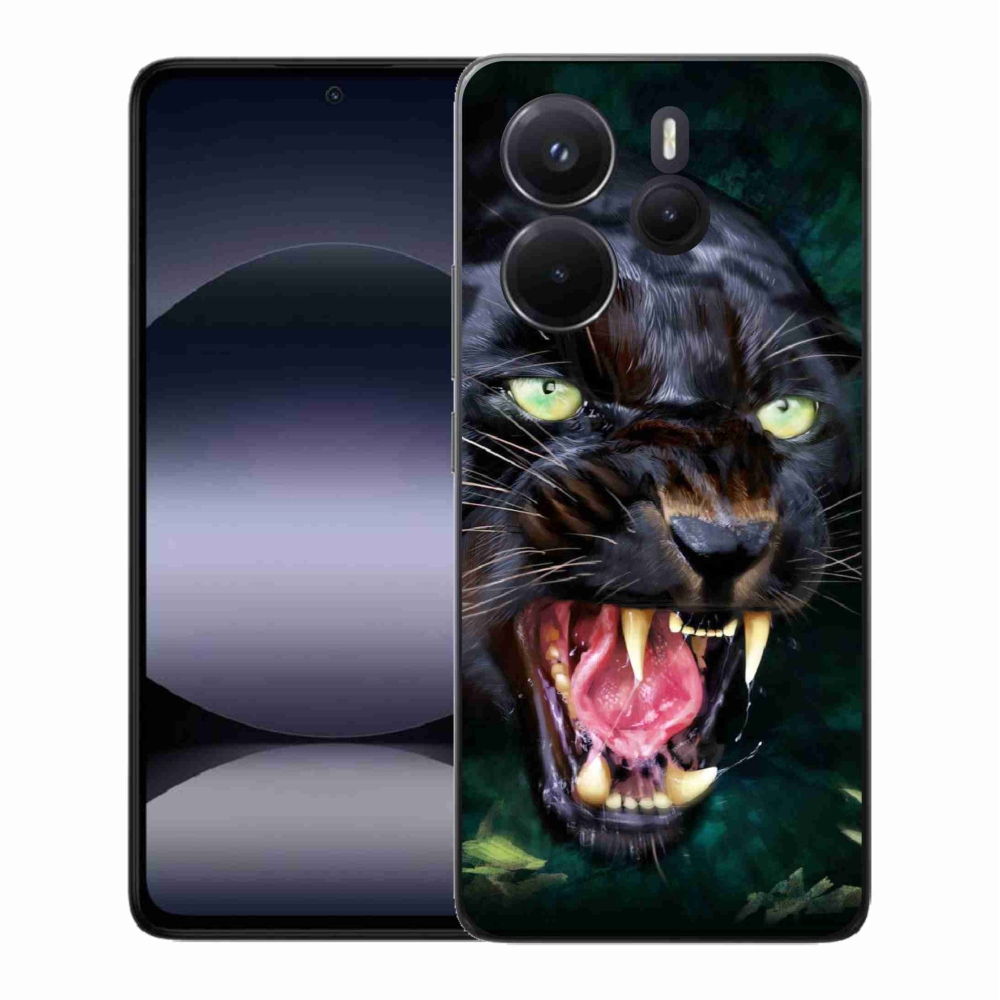 Gelový kryt mmCase na Xiaomi Redmi Note 14 - rozzuřený černý panter
