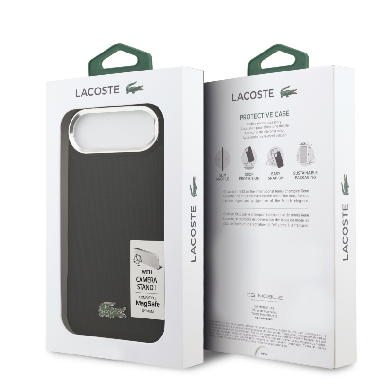 Lacoste Iconic Petit Pique Camera Stand MagSafe Zadní Kryt pro iPhone Air Black