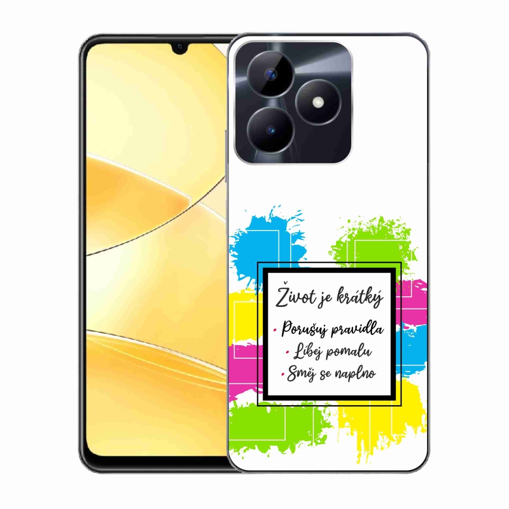 Gelový kryt mmCase na Realme C51/C53 - citát 5 bílé pozadí