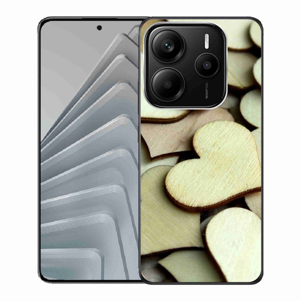 Gelový kryt mmCase na Xiaomi Redmi Note 14 5G - dřevěná srdíčka