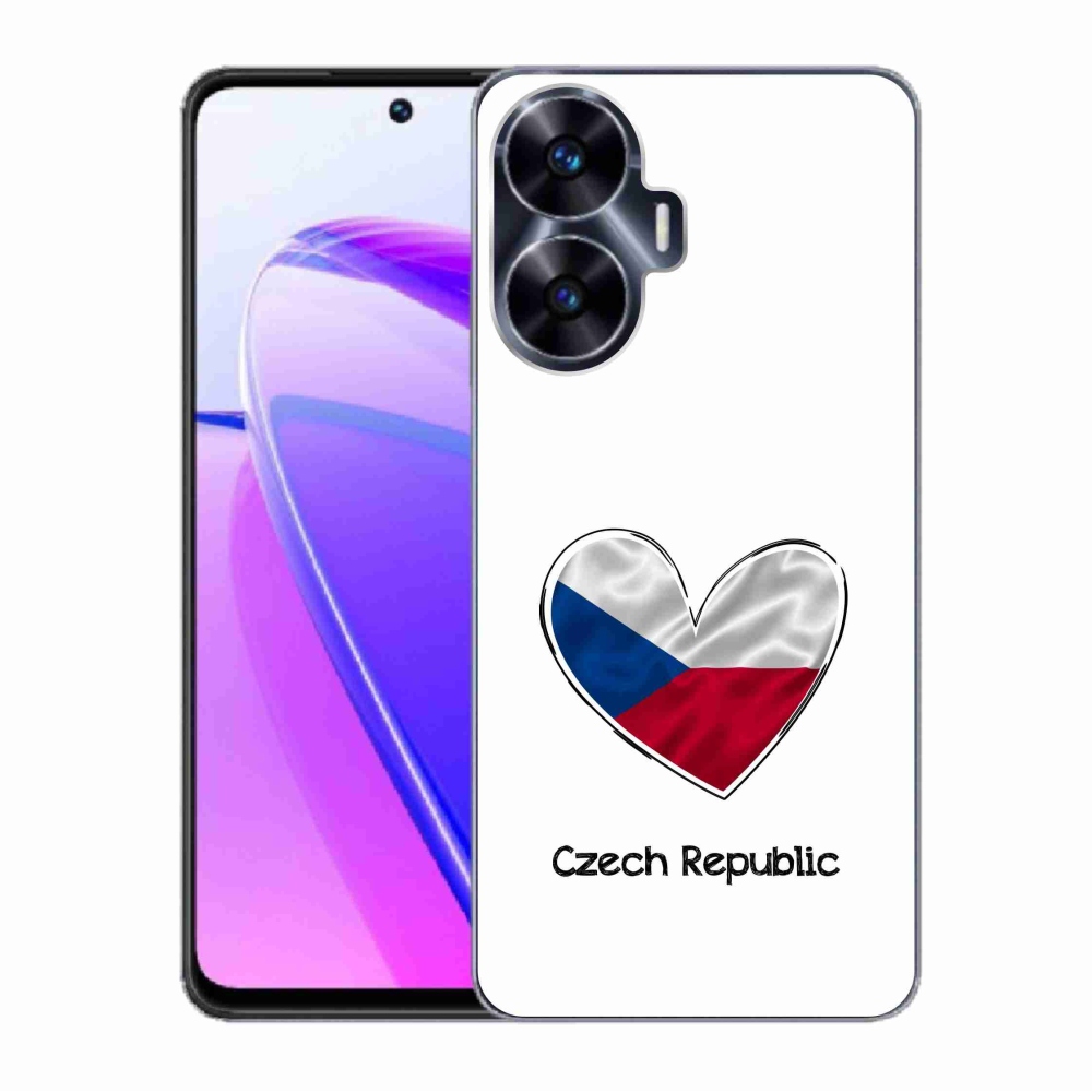 Gelový kryt mmCase na Realme C55 - vlajka srdce bílé pozadí