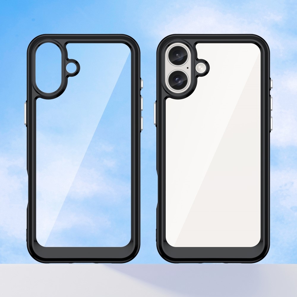 Gelový obal s pevnými zády na iPhone 16 - černý