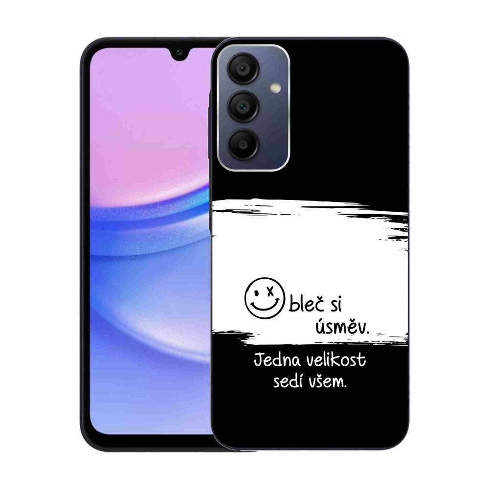 Gelový kryt mmCase na Samsung Galaxy A15 4G/5G - vtipný text 8 bíločerné pozadí