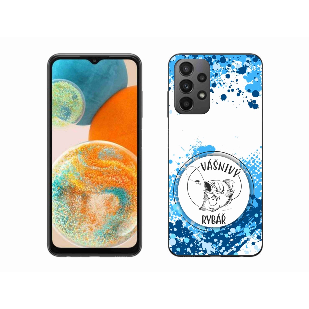 Gelový kryt mmCase na Samsung Galaxy A23 4G/5G - vášnivý rybář bílé pozadí