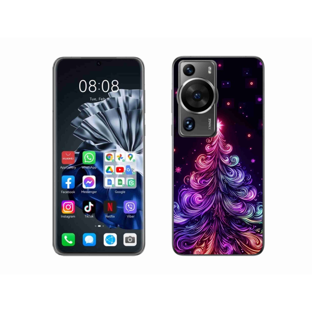 Gelový kryt mmCase na Huawei P60 Pro - neonový vánoční stromek 1