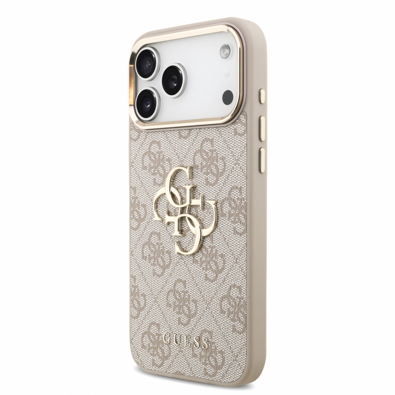 Guess PU 4G Metal Logo Strap Zadní Kryt pro iPhone 18 Pro Max Pink