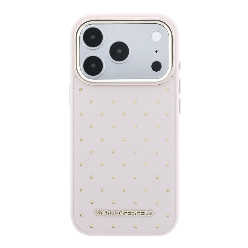 Karl Lagerfeld PU Perforated Gold Dots MagSafe Zadní Kryt pro iPhone 17 Pro Pink