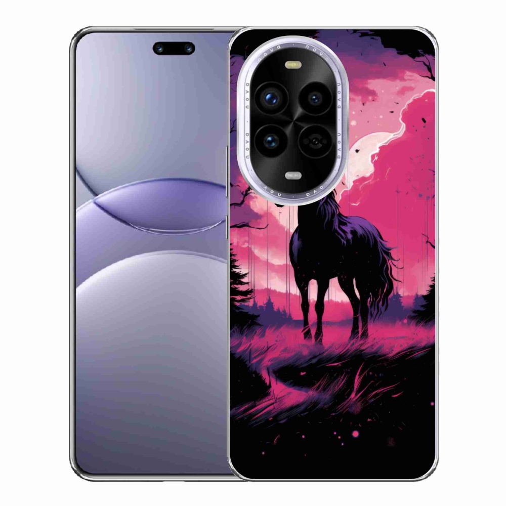 Gelový kryt mmCase na Huawei Nova 13 Pro 5G - černý kreslený kůň 1