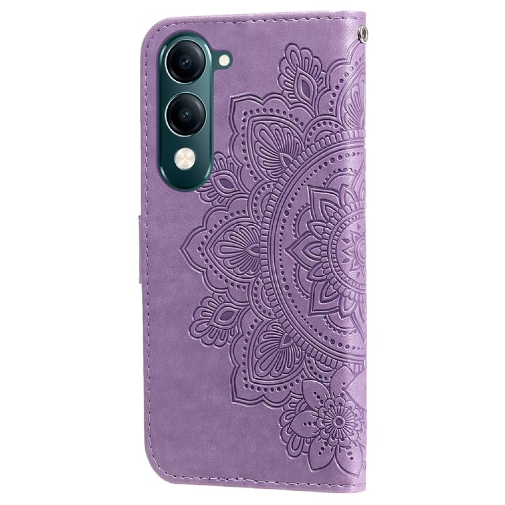 Floral knížkové pouzdro na Vivo Y29s 5G - fialové