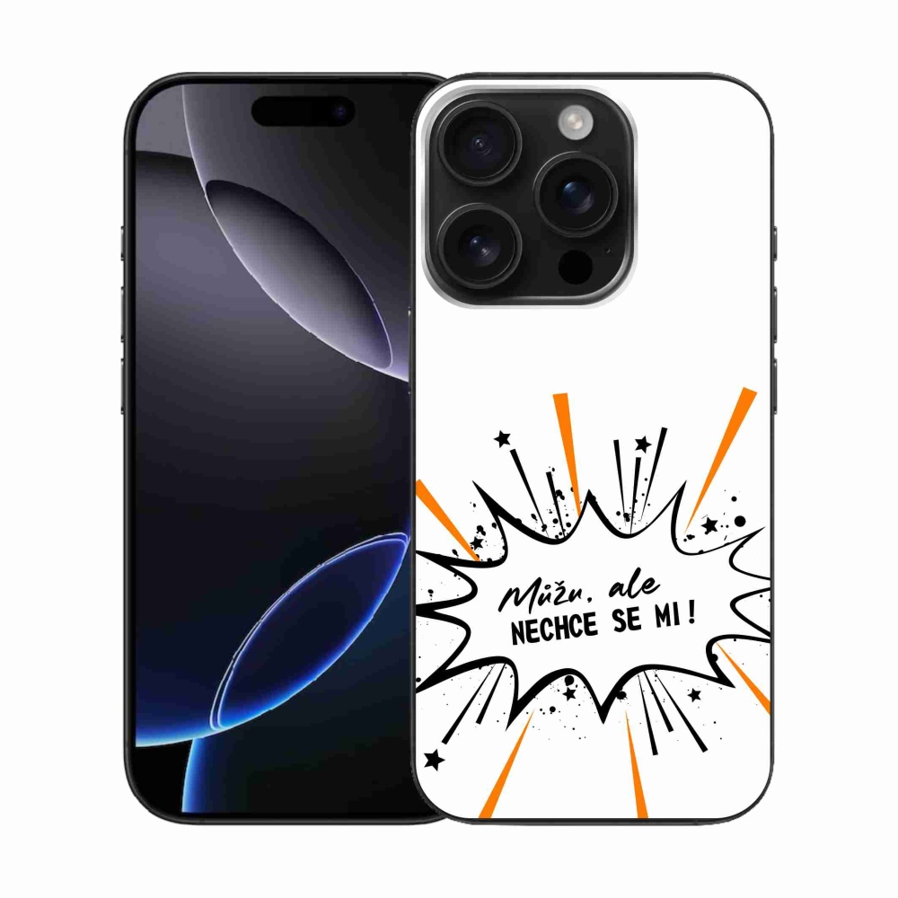 Gelový kryt mmCase na iPhone 16 Pro - vtipný text 11 bílé pozadí