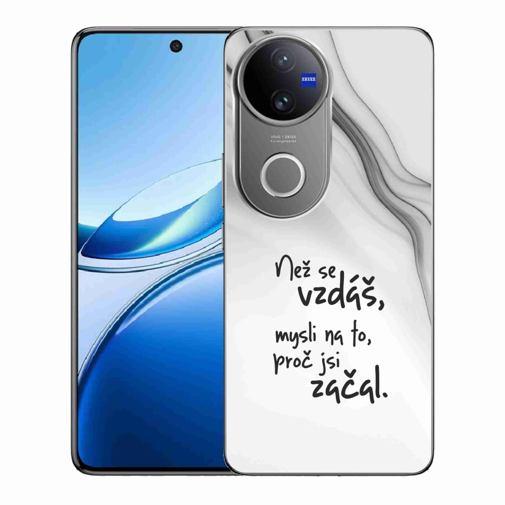 Gelový kryt mmCase na Vivo V50 5G - citát 2 bílé pozadí