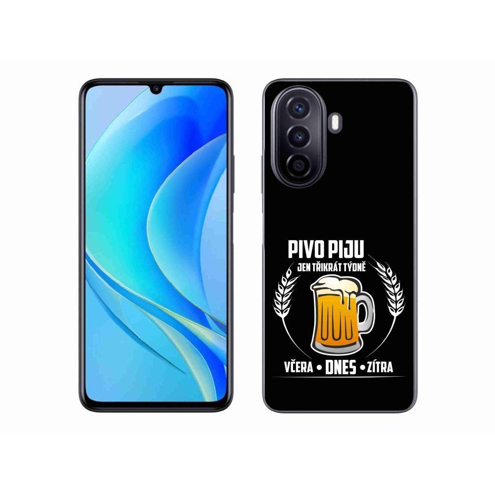 Gelový kryt mmCase na Huawei Nova Y70 - pivní motiv černé pozadí