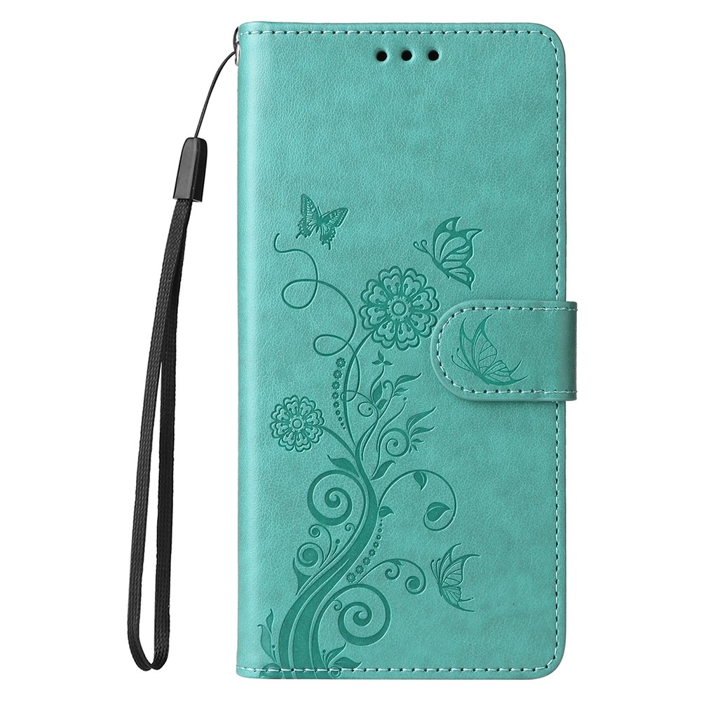 Flowery knížkové pouzdro na Vivo X200 Pro 5G - modrozelené