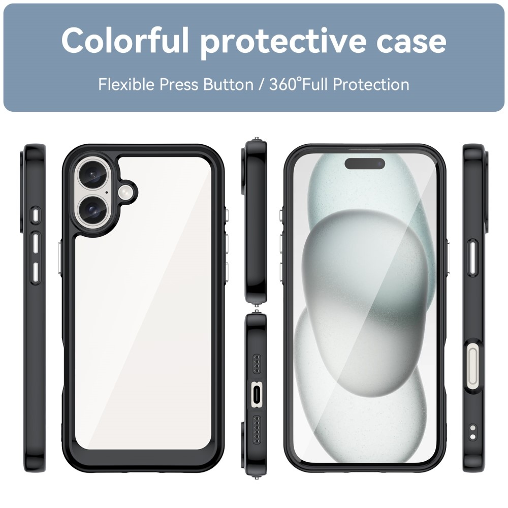 Gelový obal s pevnými zády na iPhone 16 - černý