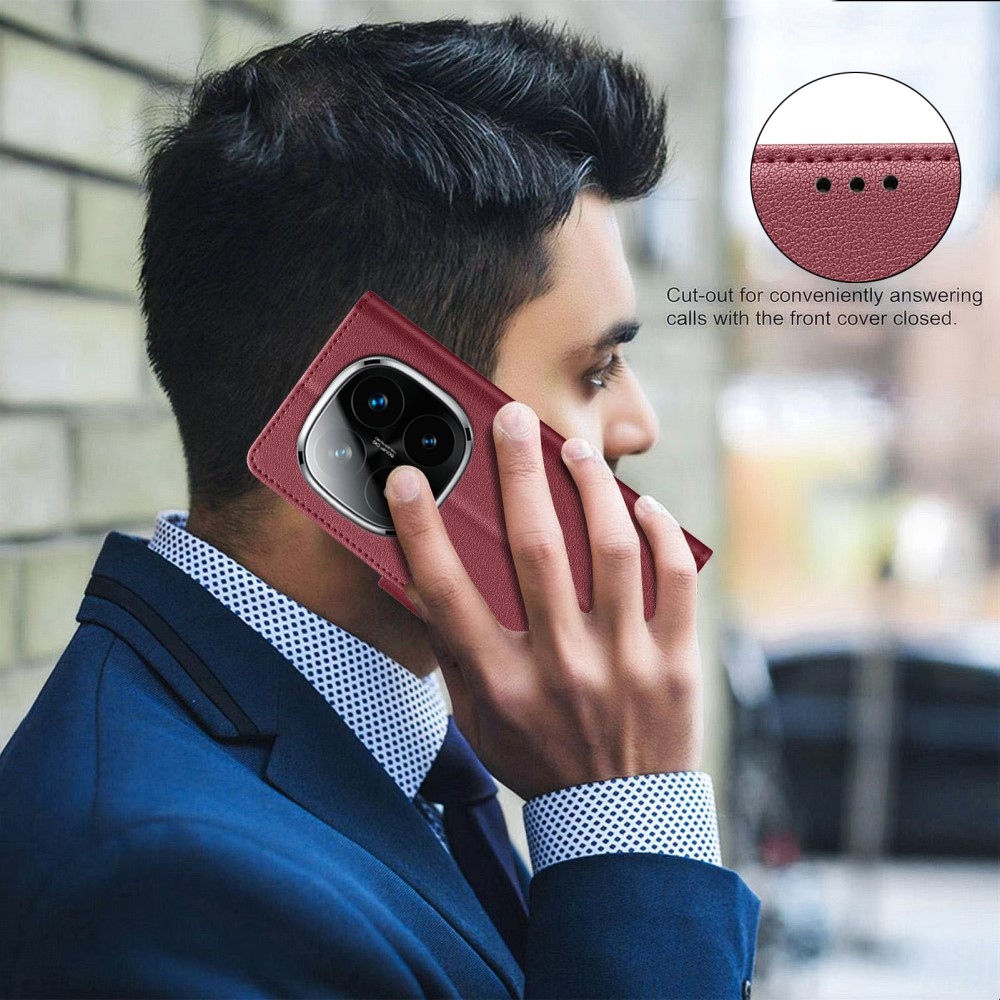 BINFEN knížkové pouzdro na Xiaomi Redmi Note 14 Pro 5G/Poco X7 5G/Note 14 Pro+ 5G - červené