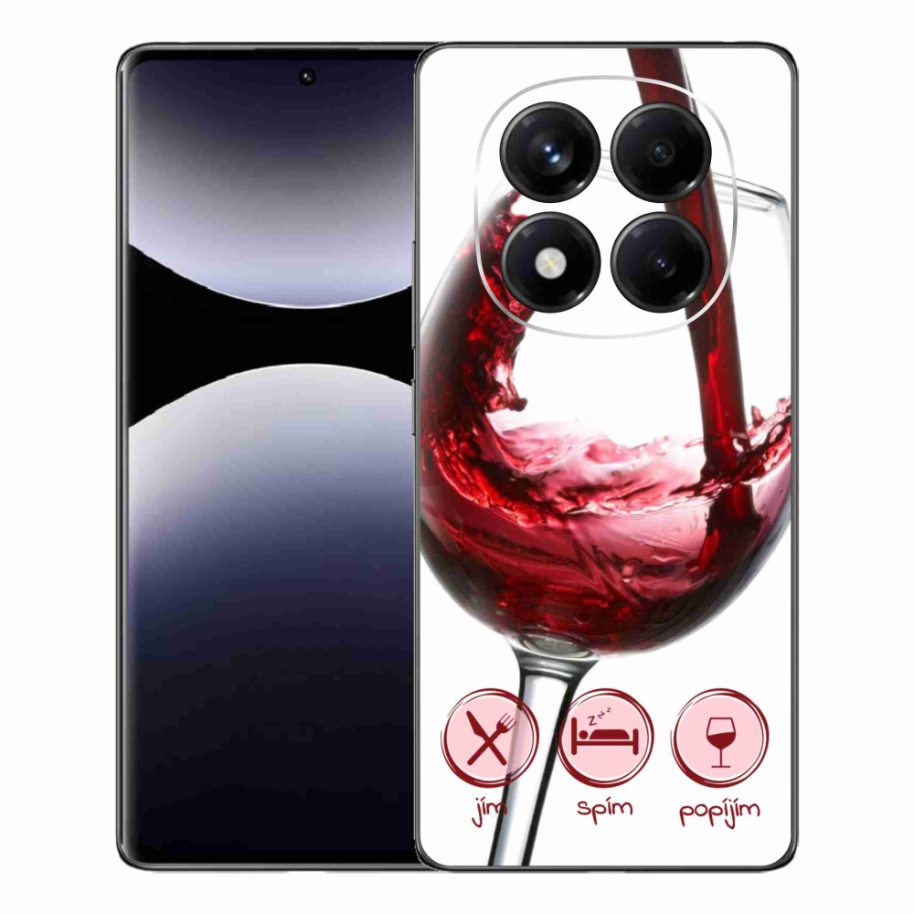 Gelový kryt mmCase na Xiaomi Redmi Note 14 Pro - sklenička vína červené