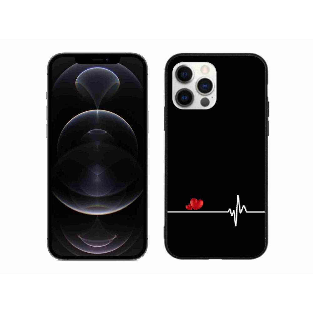 Gelový kryt mmCase na iPhone 12 Pro Max - srdce a tep černé pozadí