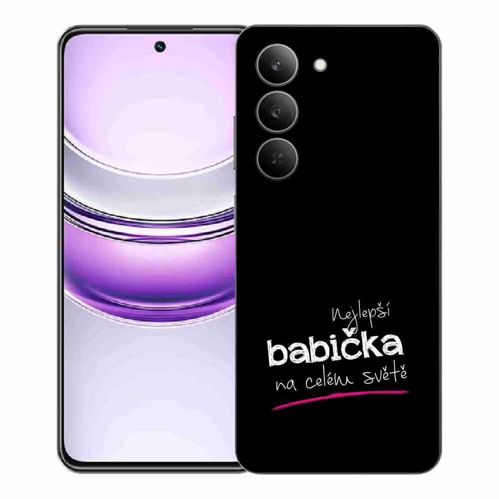 Gelový kryt mmCase na Realme 14x 5G - nejlepší babička 4 černé pozadí
