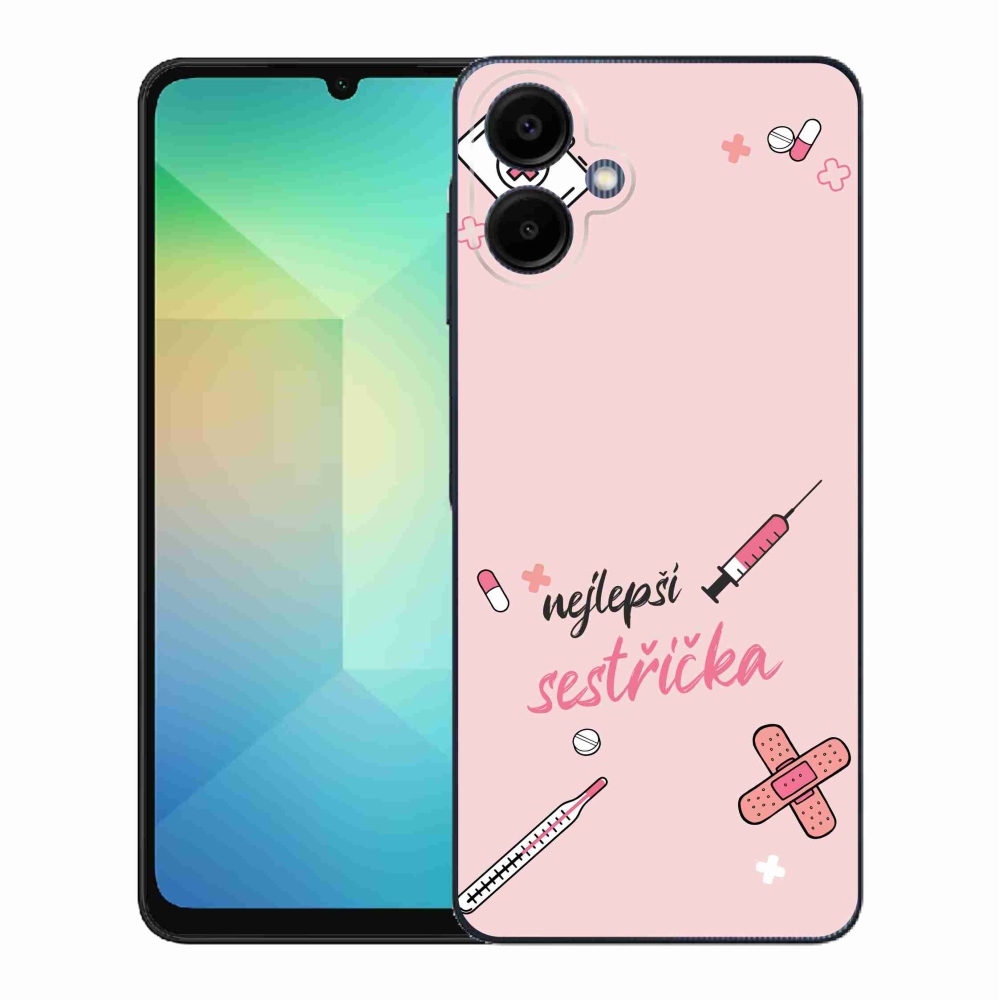 Gelový kryt mmCase na Samsung Galaxy A06 4G - nejlepší sestřička růžové pozadí