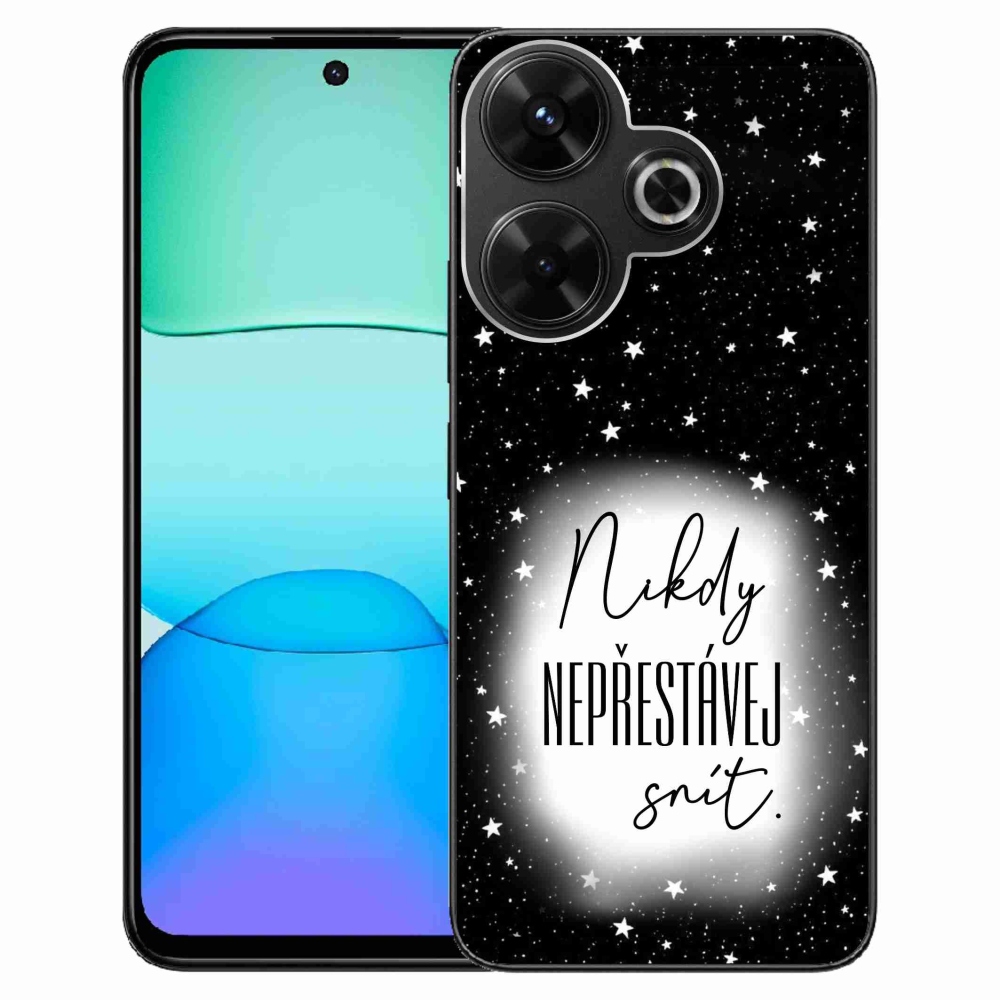 Gelový kryt mmCase na Xiaomi Redmi 13 4G/Poco M6 4G  - citát 1 bíločerné pozadí