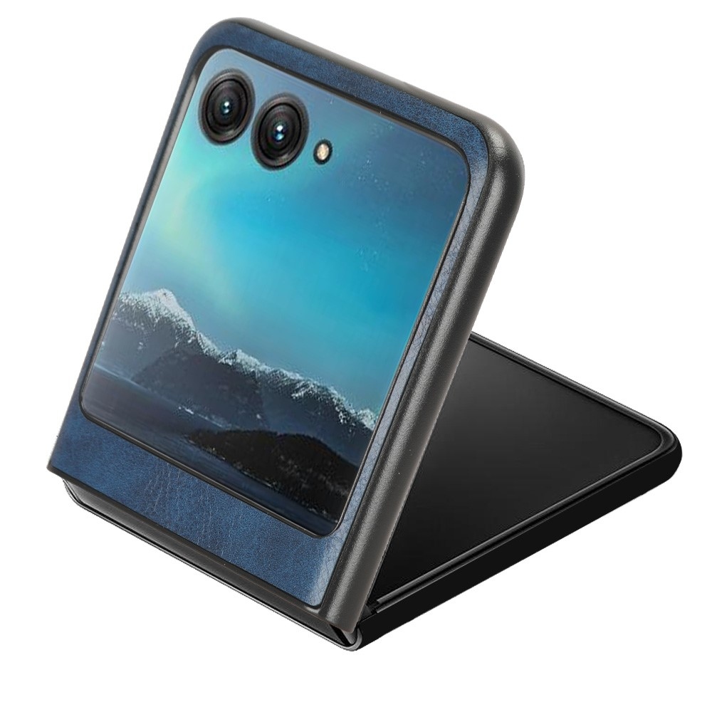 Vintages plastový kryt s umělou kůží na Motorola Razr 40 Ultra 5G - modrý