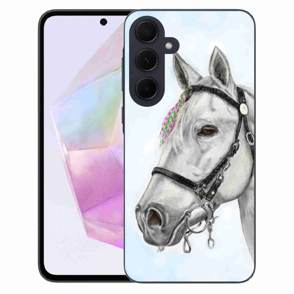 Gelový kryt mmCase na Samsung Galaxy A35 5G - bílý kůň 1