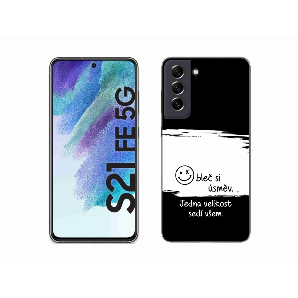 Gelový kryt mmCase na Samsung Galaxy S21 FE 5G - vtipný text 8 bíločerné pozadí