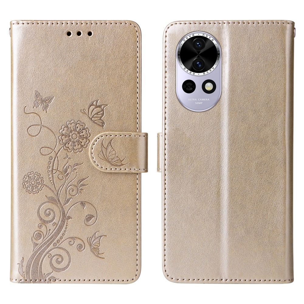 Flowery knížkové pouzdro na Huawei Nova 13 5G - zlaté