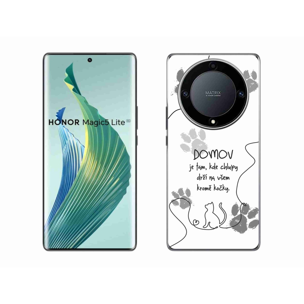 Gelový kryt mmCase na Honor Magic 5 Lite 5G - kočičí motiv bílé pozadí