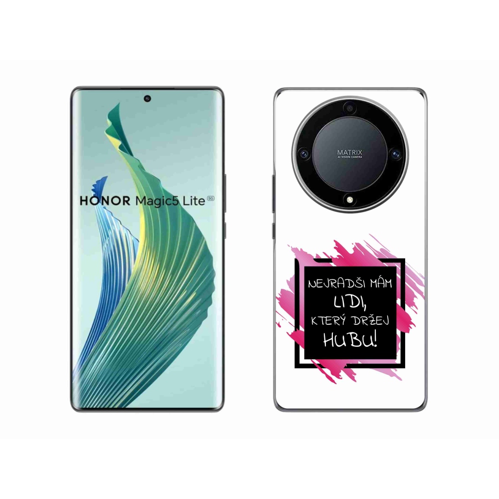 Gelový kryt mmCase na Honor Magic 5 Lite 5G - vtipný text 7 černobílé pozadí