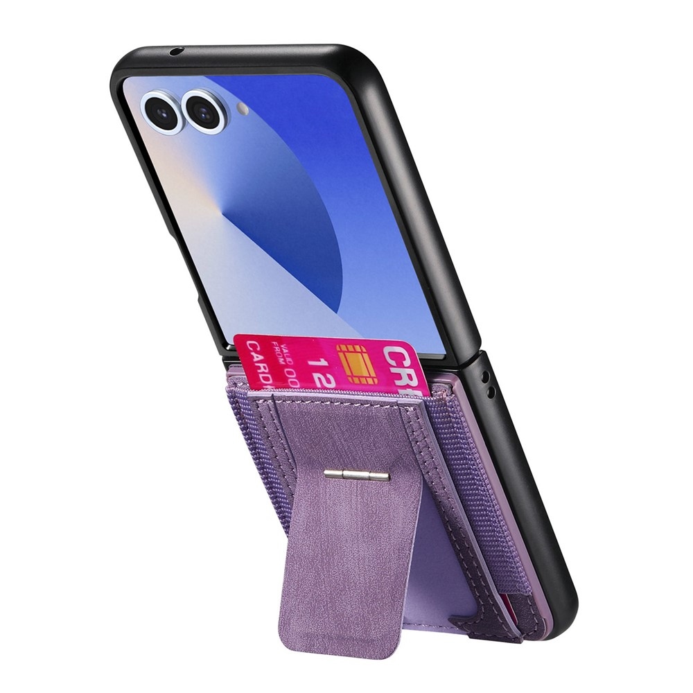Luxurious plastový kryt s umělou kůží na Samsung Galaxy Z Flip7 5G - fialový