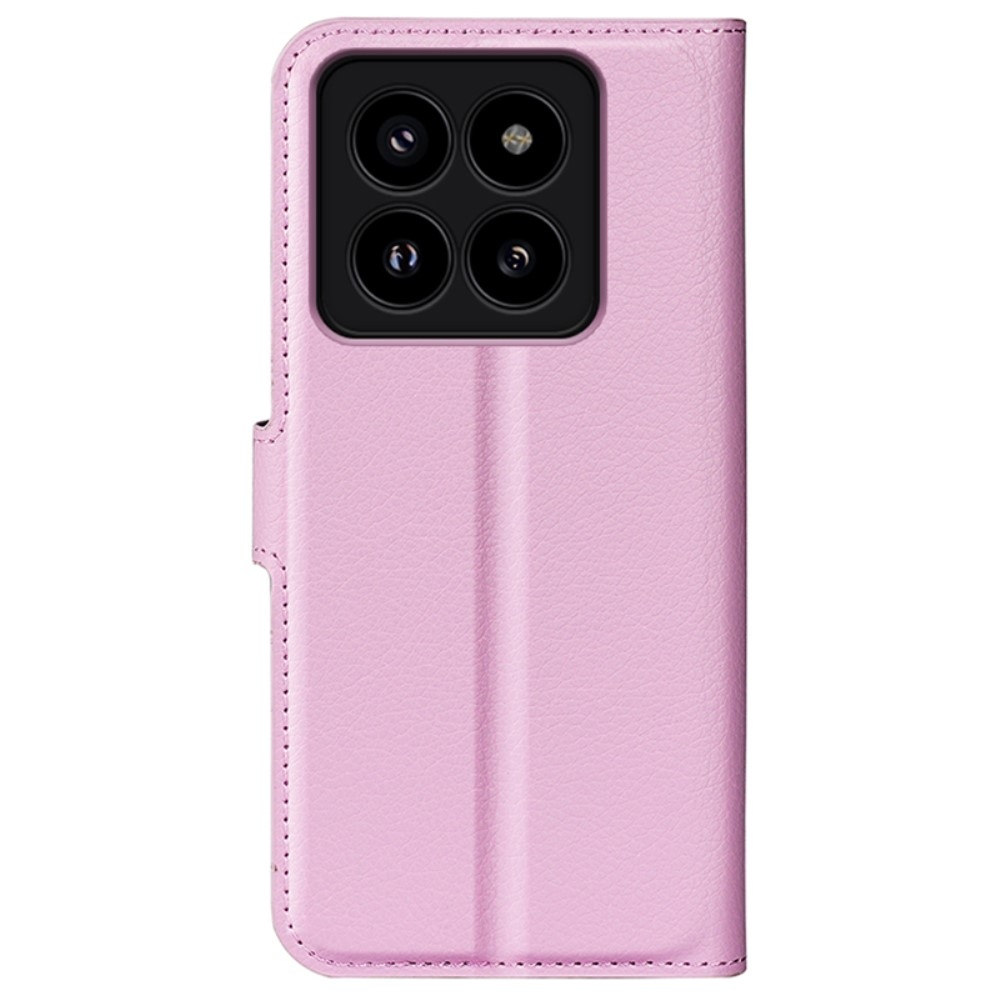 Litchi knížkové pouzdro na Xiaomi 14 Pro - růžové