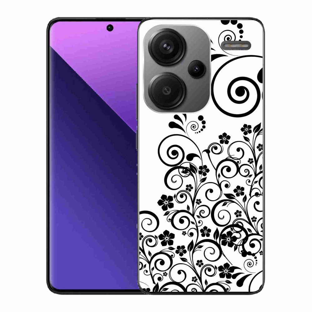 Gelový kryt mmCase na Xiaomi Redmi Note 13 Pro+ 5G - černobílé květinové vzory