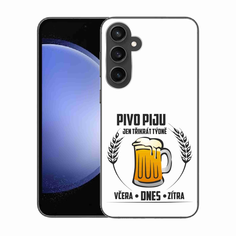 Gelový kryt mmCase na Samsung Galaxy S23 FE - pivní motiv bílé pozadí