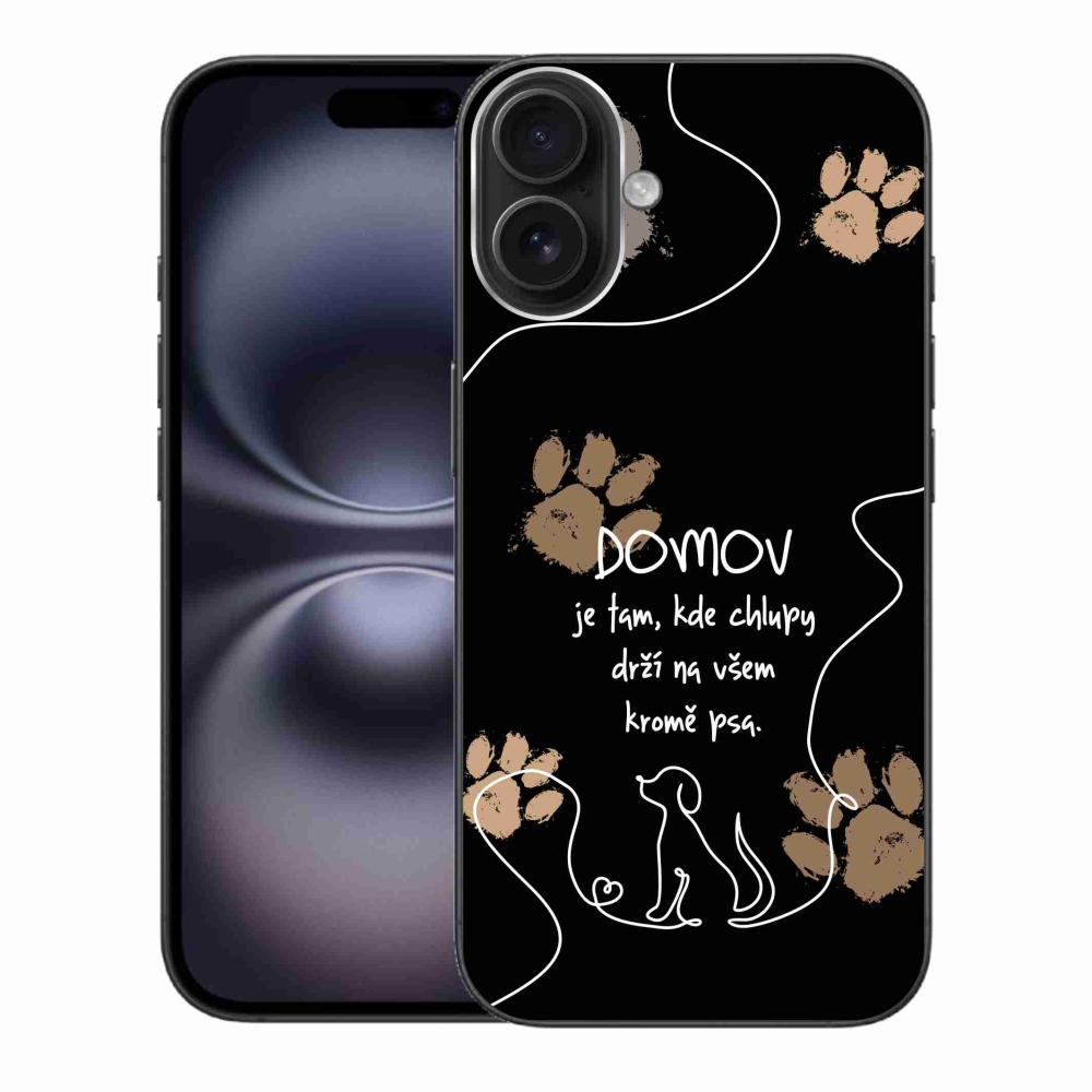 Gelový kryt mmCase na iPhone 16 Plus - psí motiv černé pozadí