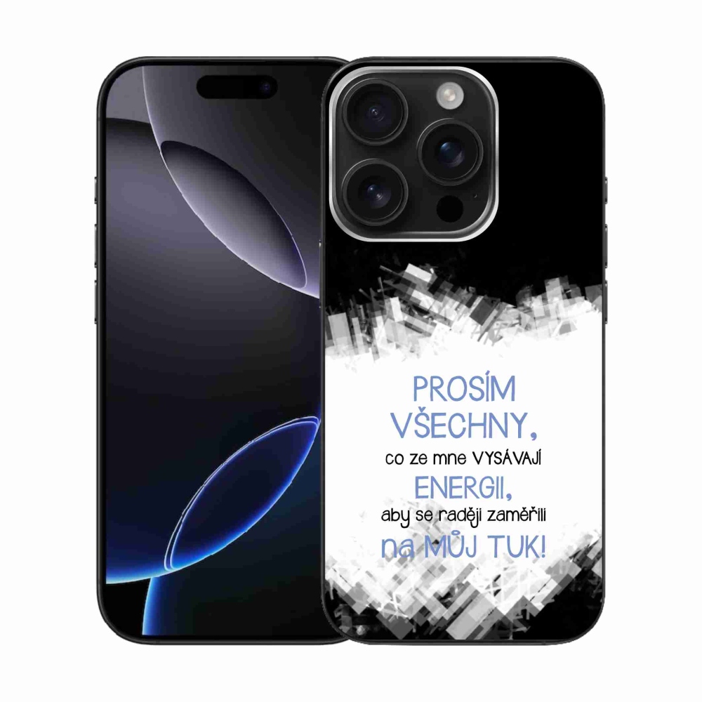 Gelový kryt mmCase na iPhone 16 Pro - vtipný text 1 modrý