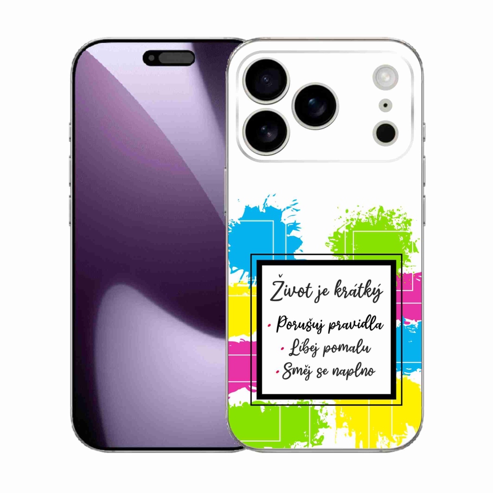 Gelový kryt mmCase na iPhone 17 Pro - citát 5 bílé pozadí