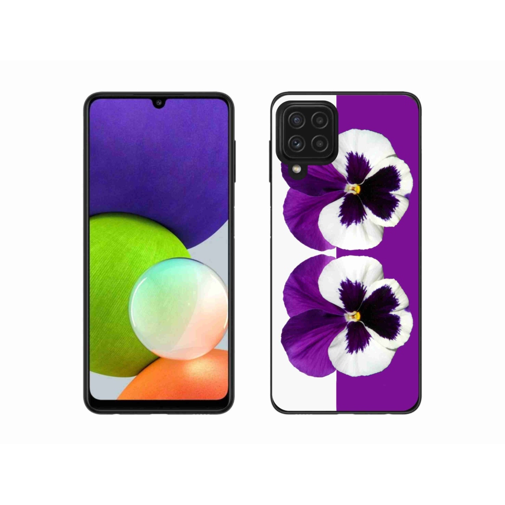Gelový kryt mmCase na Samsung Galaxy A22 4G - fialovobílý květ