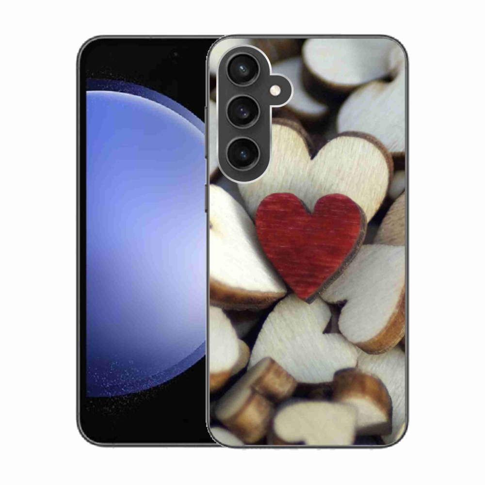 Gelový kryt mmCase na Samsung Galaxy S23 FE - gravírované červené srdce 