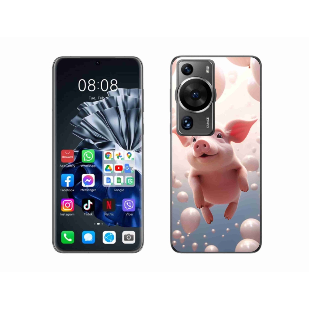 Gelový kryt mmCase na Huawei P60 Pro - prasátko s balónky