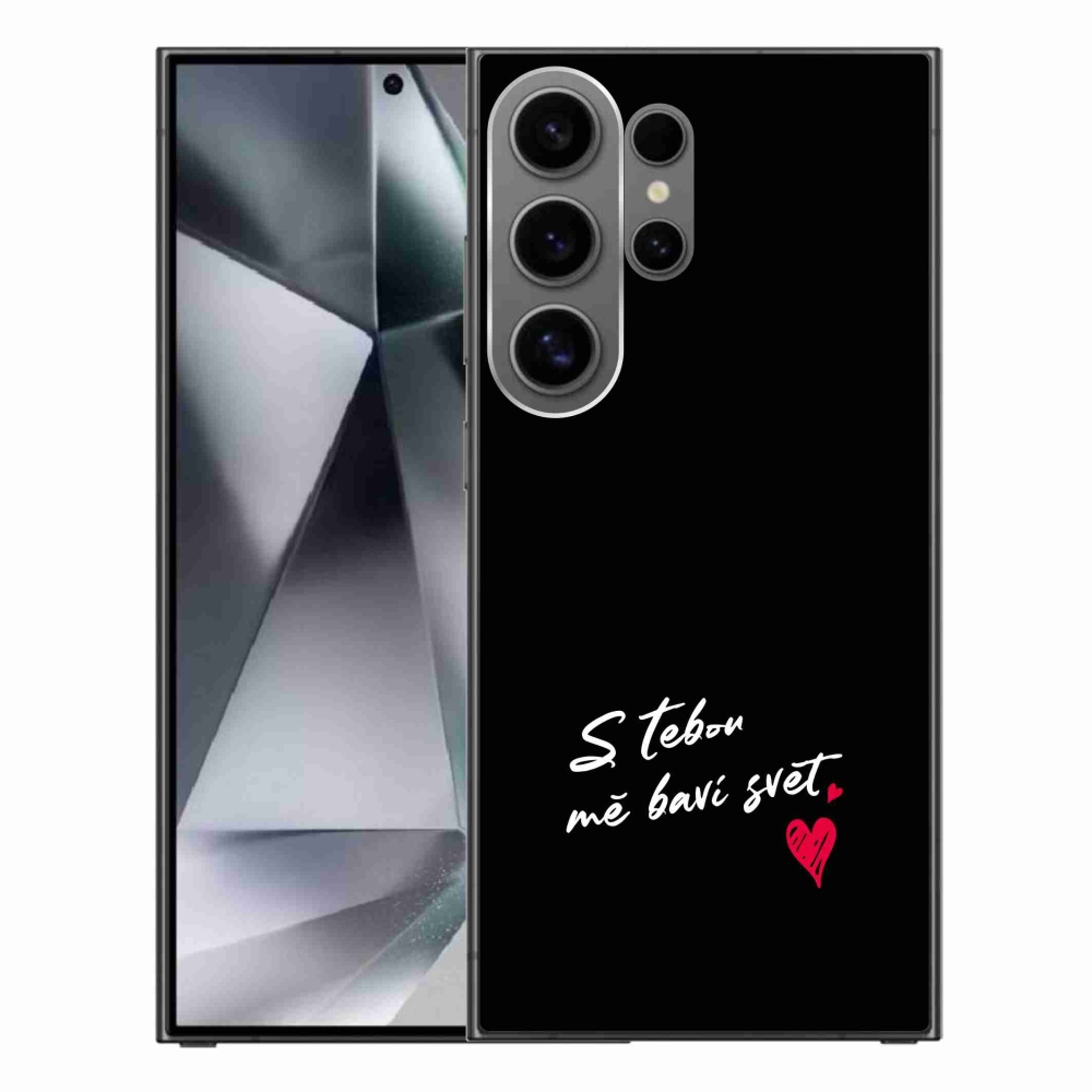 Gelový kryt mmCase na Samsung Galaxy S24 Ultra - zamilovaný text 1 černé pozadí