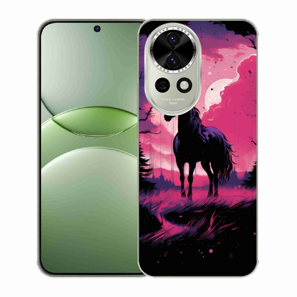 Gelový kryt mmCase na Huawei Nova 13 5G - černý kreslený kůň 1