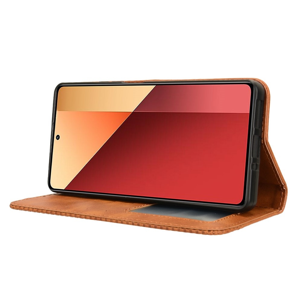 Vintage knížkové pouzdro na Xiaomi Redmi Note 14S/Note 13 Pro 4G/Poco M6 Pro - hnědé