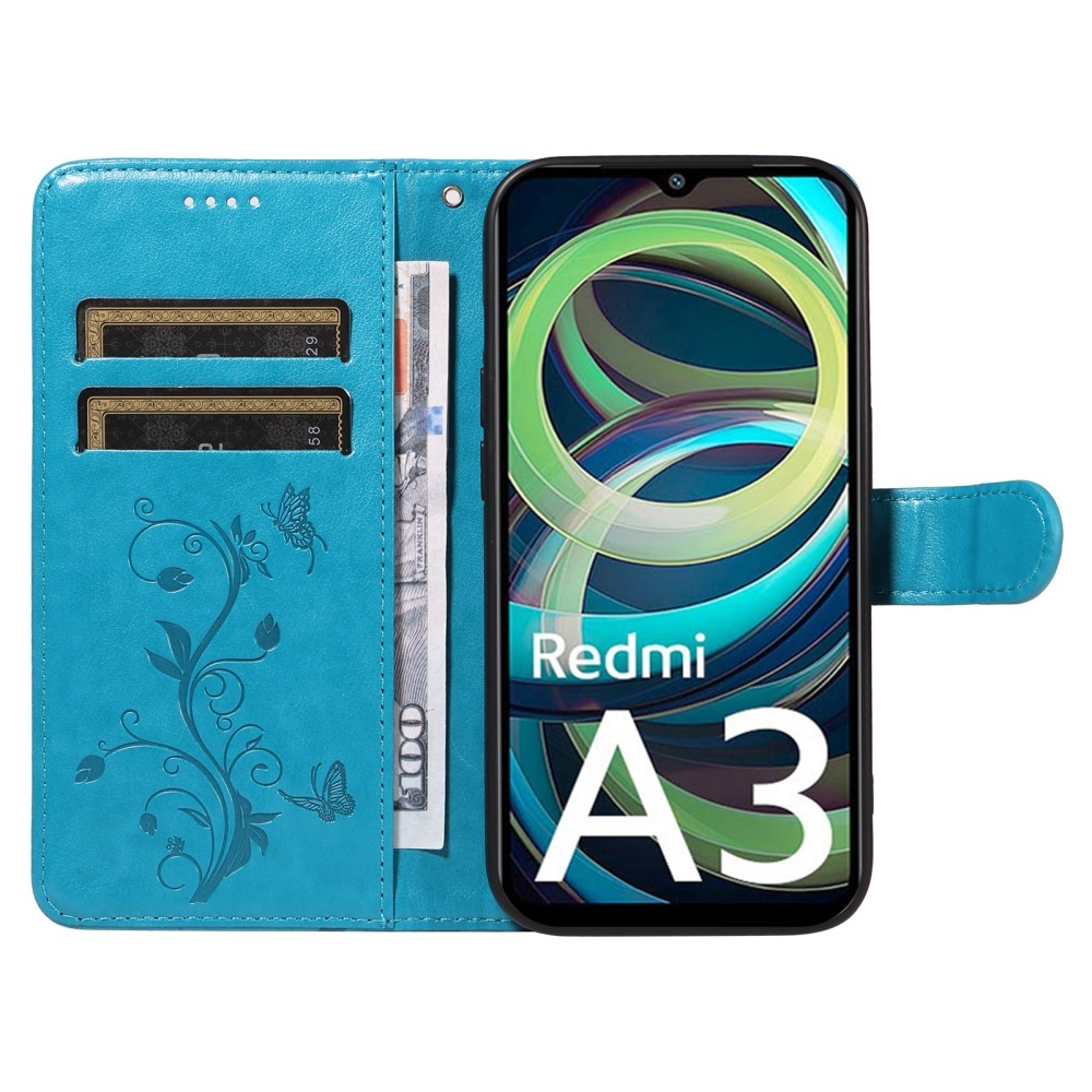 Flowers knížkové pouzdro na Xiaomi Redmi A3 - modré