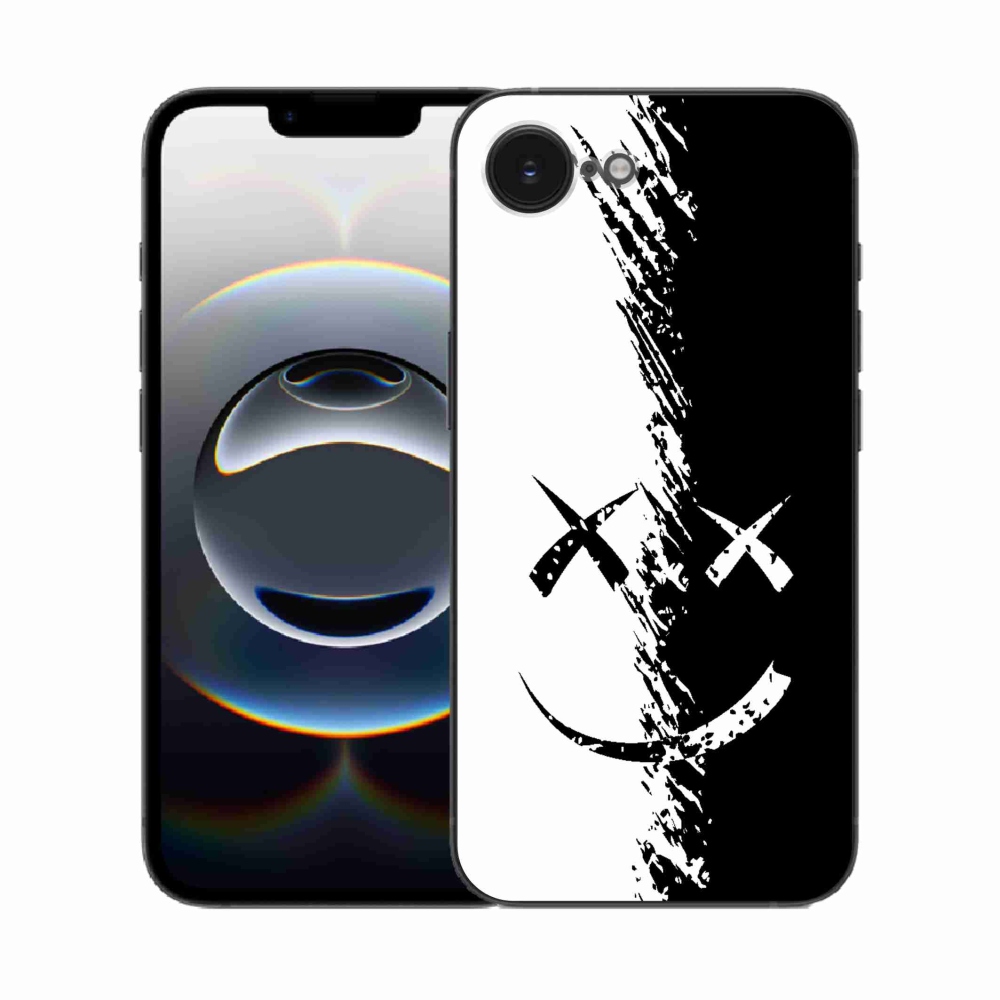 Gelový kryt mmCase na iPhone 16e - černobílý smajlík