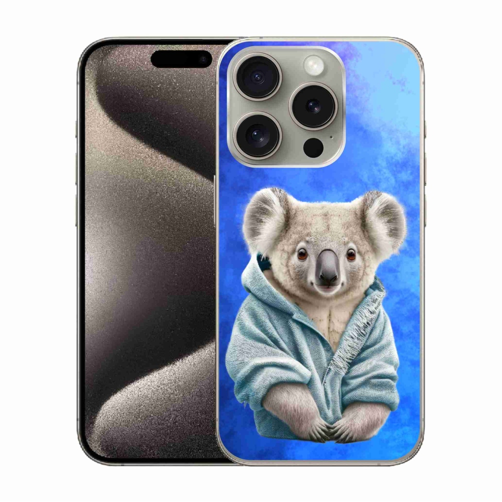 Gelový kryt mmCase na iPhone 15 Pro - koala ve svetru