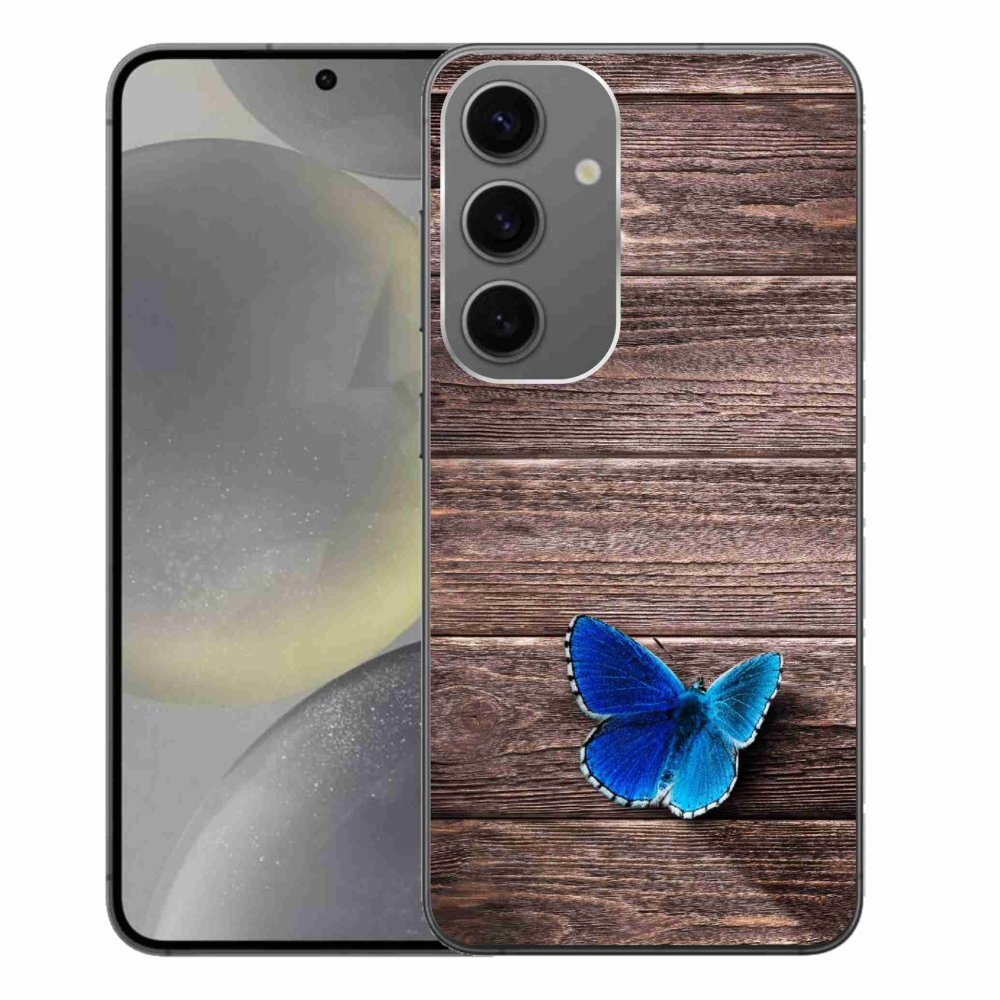 Gelový kryt mmCase na Samsung Galaxy S24+ - modrý motýl 1