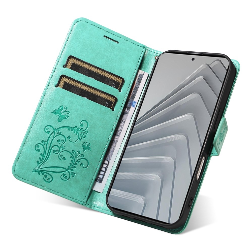 Big Butterfly knížkové pouzdro na Xiaomi Redmi Note 14 - modrozelené