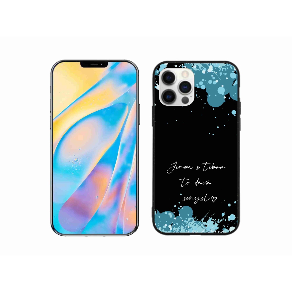 Gelový kryt mmCase na iPhone 12 Pro - zamilovaný text černé pozadí