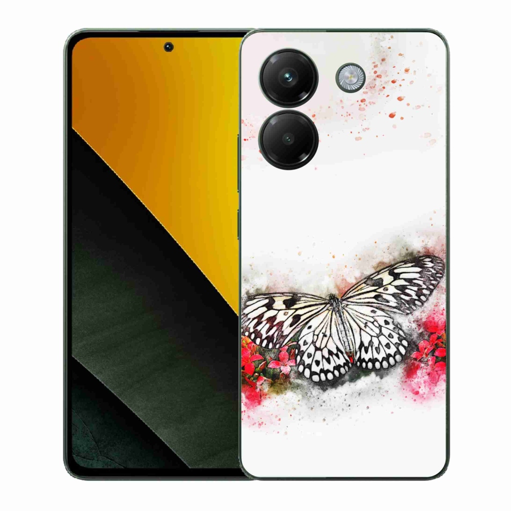 Gelový kryt mmCase na Xiaomi Poco M7 Pro 5G - černobílý motýl